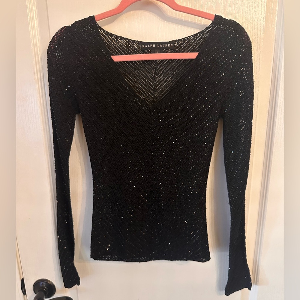 Small Ralph Lauren Black Sequin Top